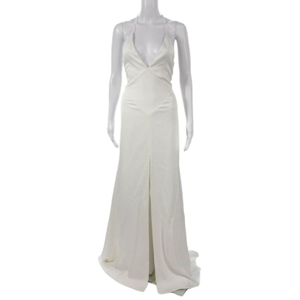 Alex Perry Womens Halter Neck White Polyester Full Length Dress Size 8